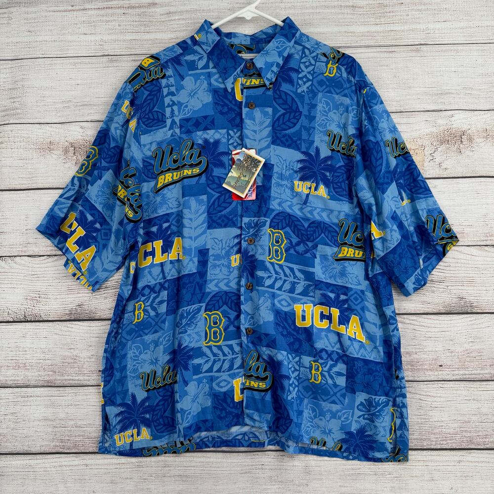 Reyn Spooner UCLA Bruins Hawaiian Button Down Shirt Mens‎ Large Blue Yellow NEW